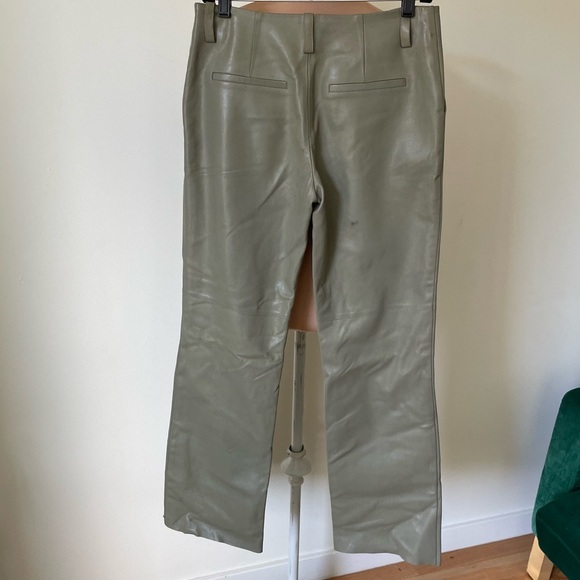 AERON Faux Leather Green Flare Leg Bootcut High Rise Pants NWT Sz HU 36/US Small - Picture 2 of 11